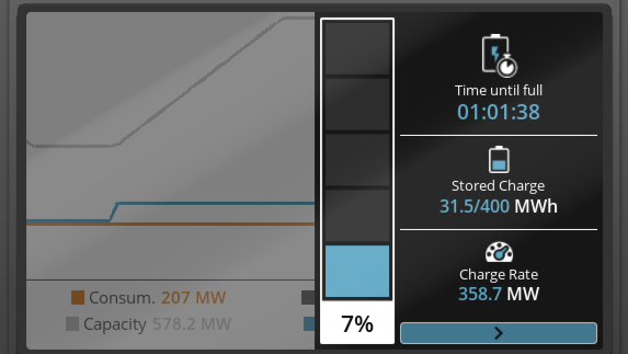 The interface for Power Storage expanded out