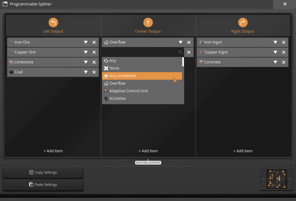 The UI for the Programmable Splitter