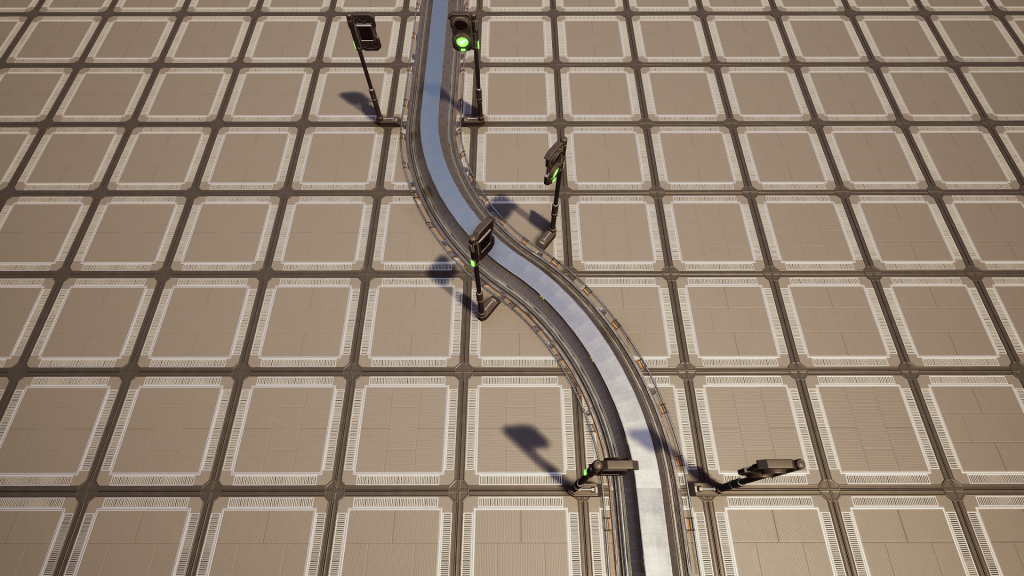 An S-Bend Curve over 3 Foundations, each track segment divided by signals