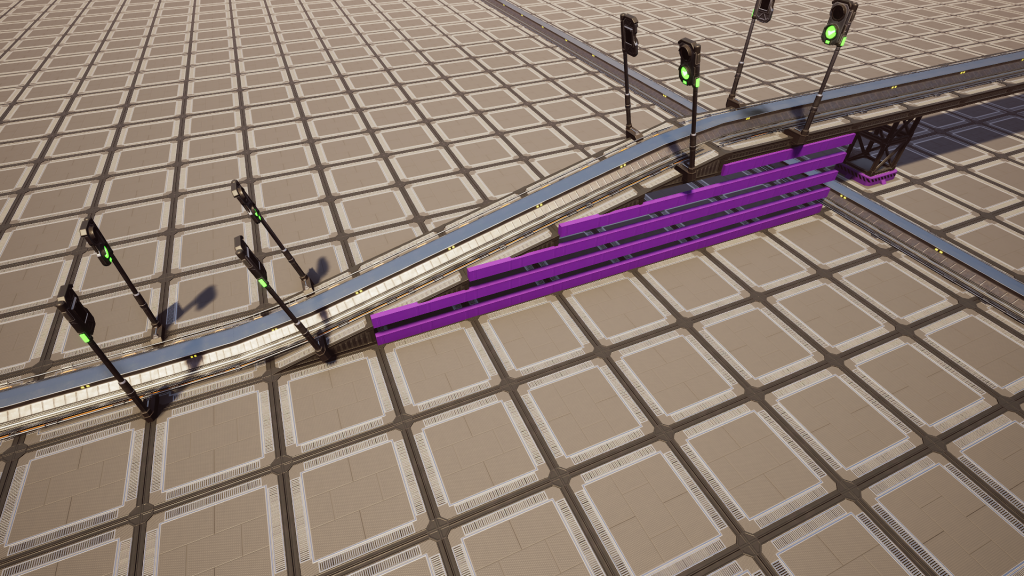 A track slope using 2m Foundations, each track segment divided by signals