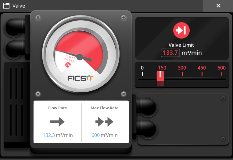 A Valve set to 133.7 rounded to the nearest discrete value: 132.3